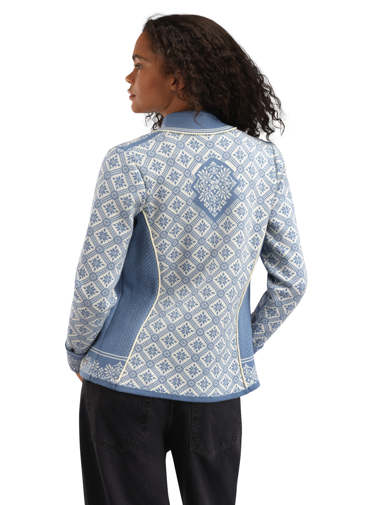 Christiania ulljakke - merino Lys Blå Offwhite