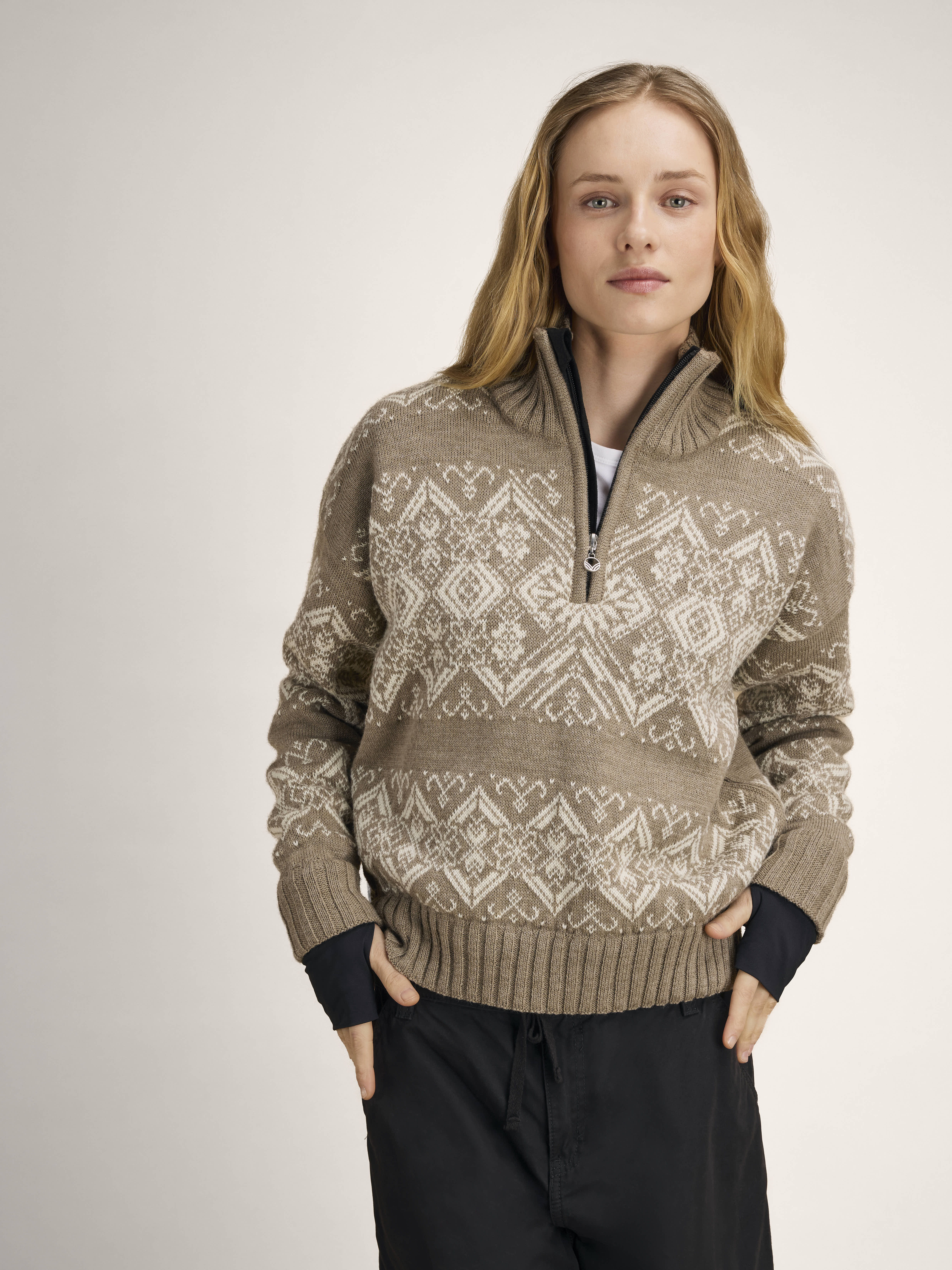 Roset ullgenser - vindstopper anorak Brun