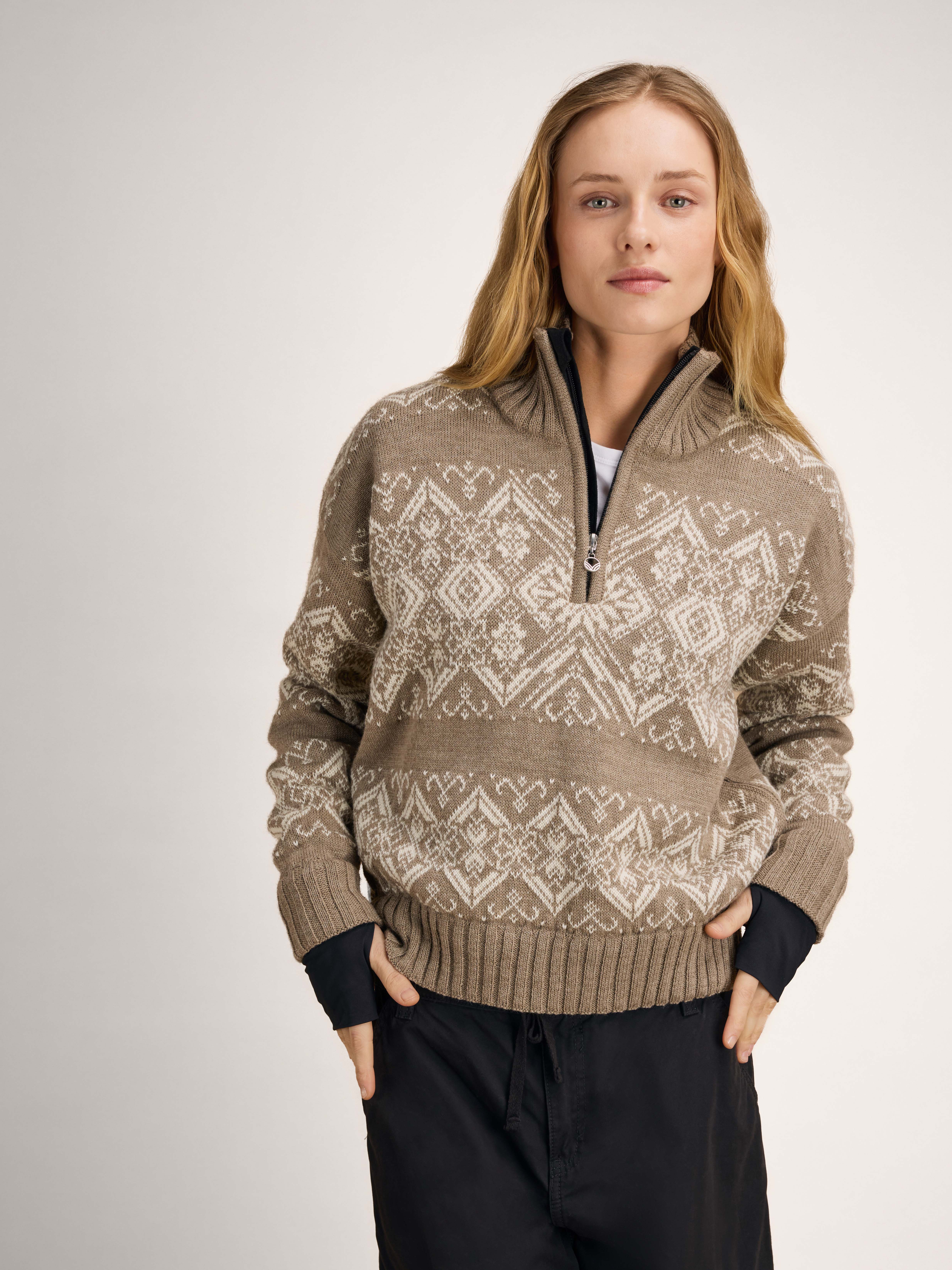 Roset ullgenser - vindstopper anorak Brun