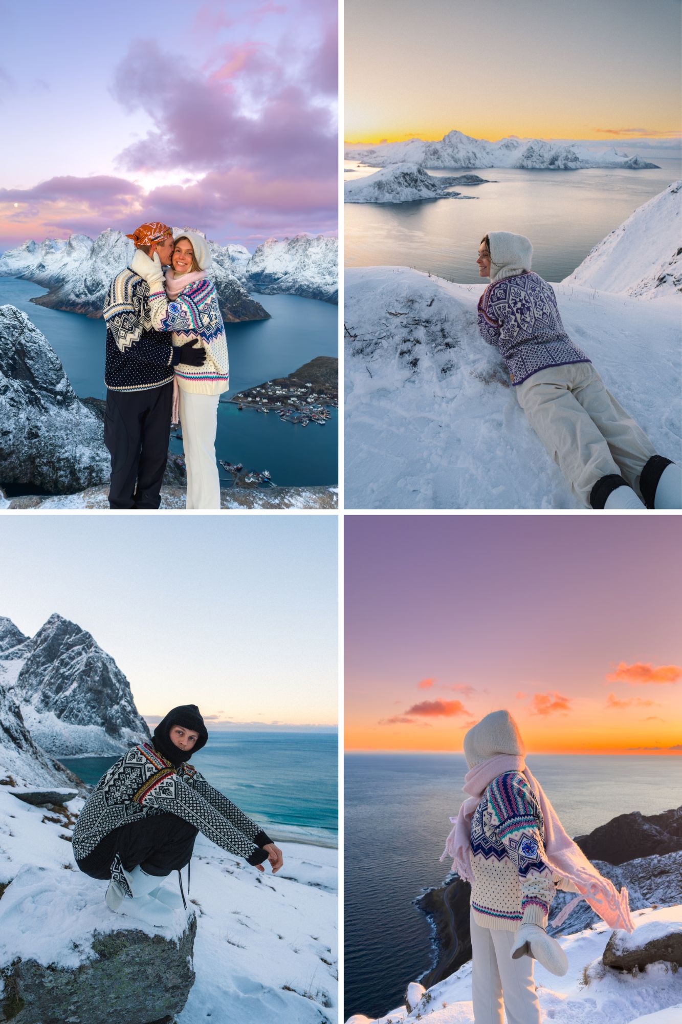 Vinter med Elias og Kajsa samarbeid med Dale of Norway. Bilder tatt ute i Lofoten i snø